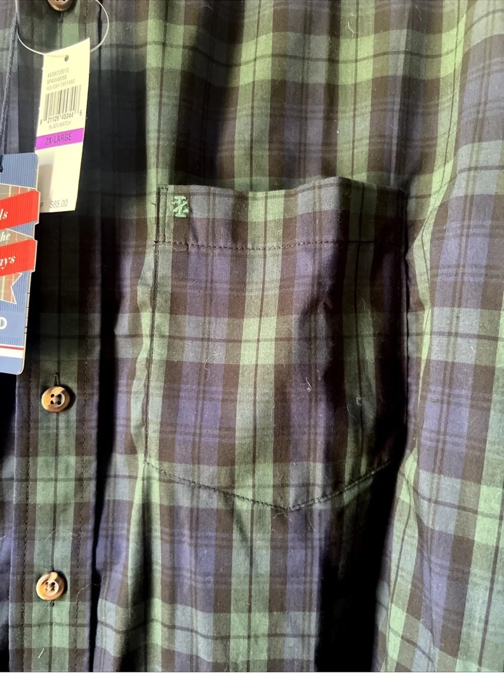 Izod Green & Navy Plaid Button-Down Shirt